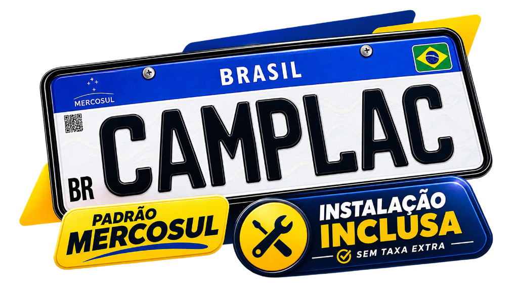 Placa Mercosul Camplac com Instalação Inclusa